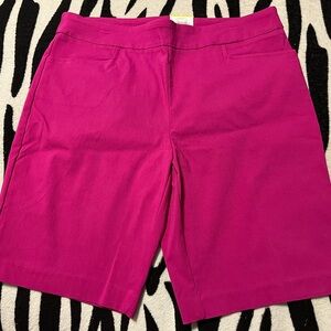 Time and Tru Pink Bermuda Shorts Tailored Cotton Blend